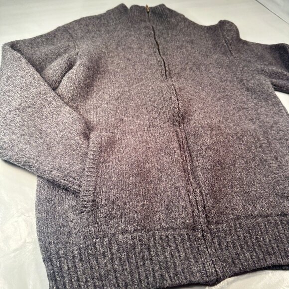 LL Bean Wool Zip Up Cardigan Sweater Men Pockets Long Sleeve Gray - Picture 5 of 16